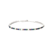 Mabina Bracciale tennis sottile con smeraldi e zaffiri sintetici 533859